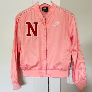 Nike Sports Varsity Full Zip Jacket Kids Size L Pink Girls